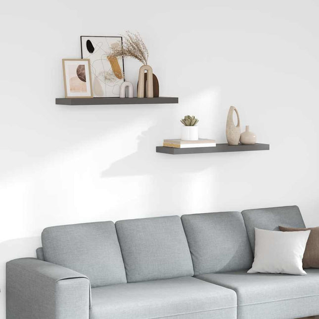 væghylder 2 stk. 80x23,5x3,8 cm MDF grå højglans