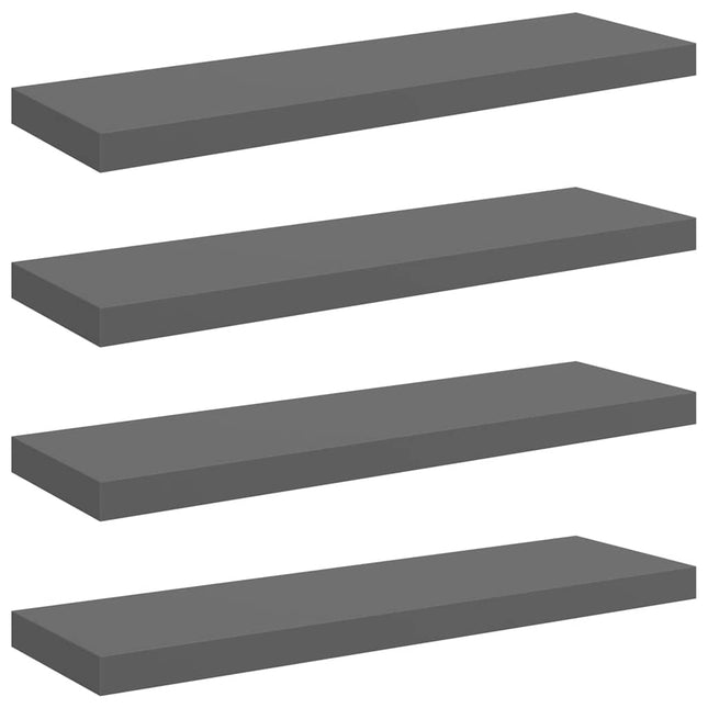 væghylder 4 stk. 80x23,5x3,8 cm MDF grå højglans