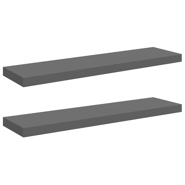 væghylder 2 stk. 90x23,5x3,8 cm MDF grå højglans