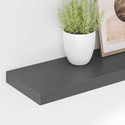 væghylder 2 stk. 90x23,5x3,8 cm MDF grå højglans