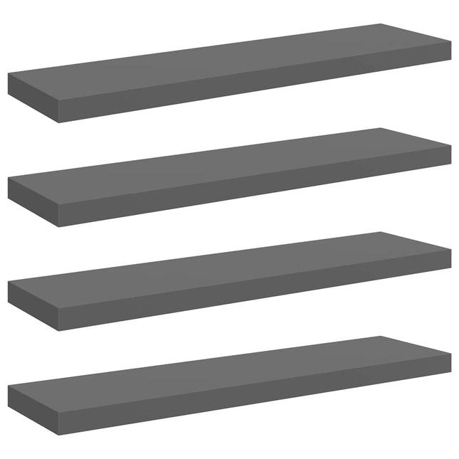 væghylder 4 stk. 90x23,5x3,8 cm MDF grå højglans