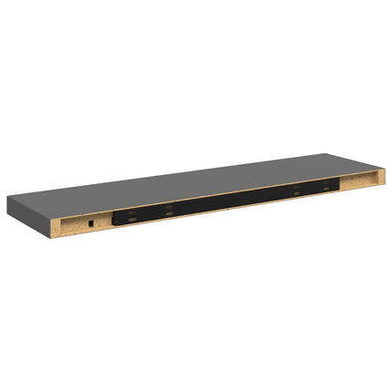 væghylder 4 stk. 90x23,5x3,8 cm MDF grå højglans