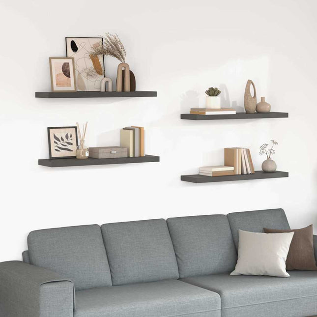 væghylder 4 stk. 90x23,5x3,8 cm MDF grå højglans