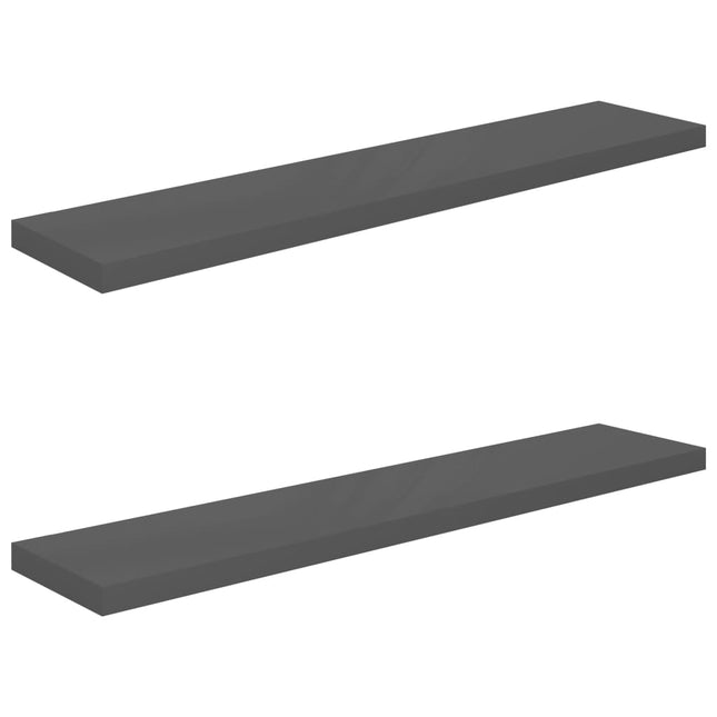 væghylder 2 stk. 120x23,5x3,8 cm MDF grå højglans