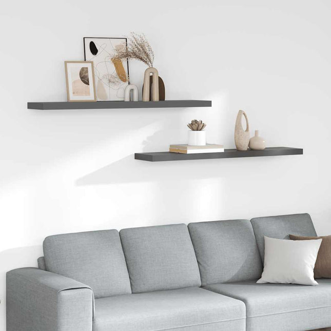 væghylder 2 stk. 120x23,5x3,8 cm MDF grå højglans