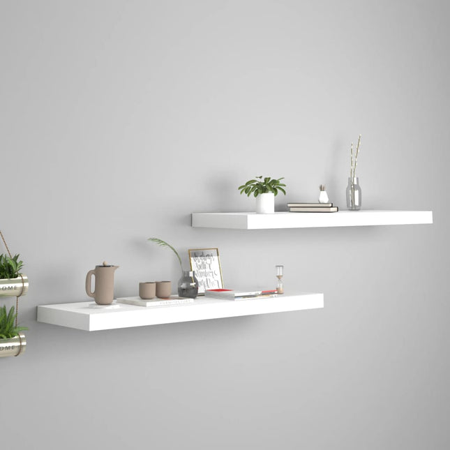 væghylder 2 stk. 80x23,5x3,8 cm MDF hvid