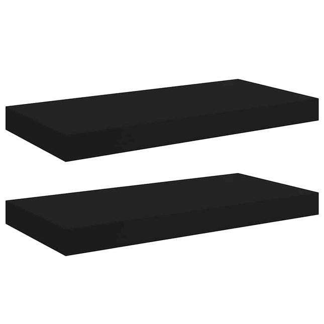 væghylder 2 stk. 50x23,5x3,8 cm MDF sort