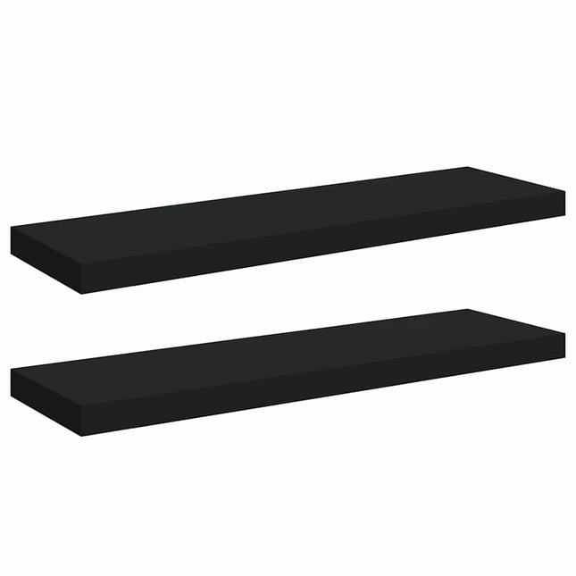 væghylder 2 stk. 80x23,5x3,8 cm MDF sort