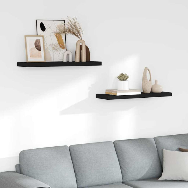 væghylder 2 stk. 80x23,5x3,8 cm MDF sort