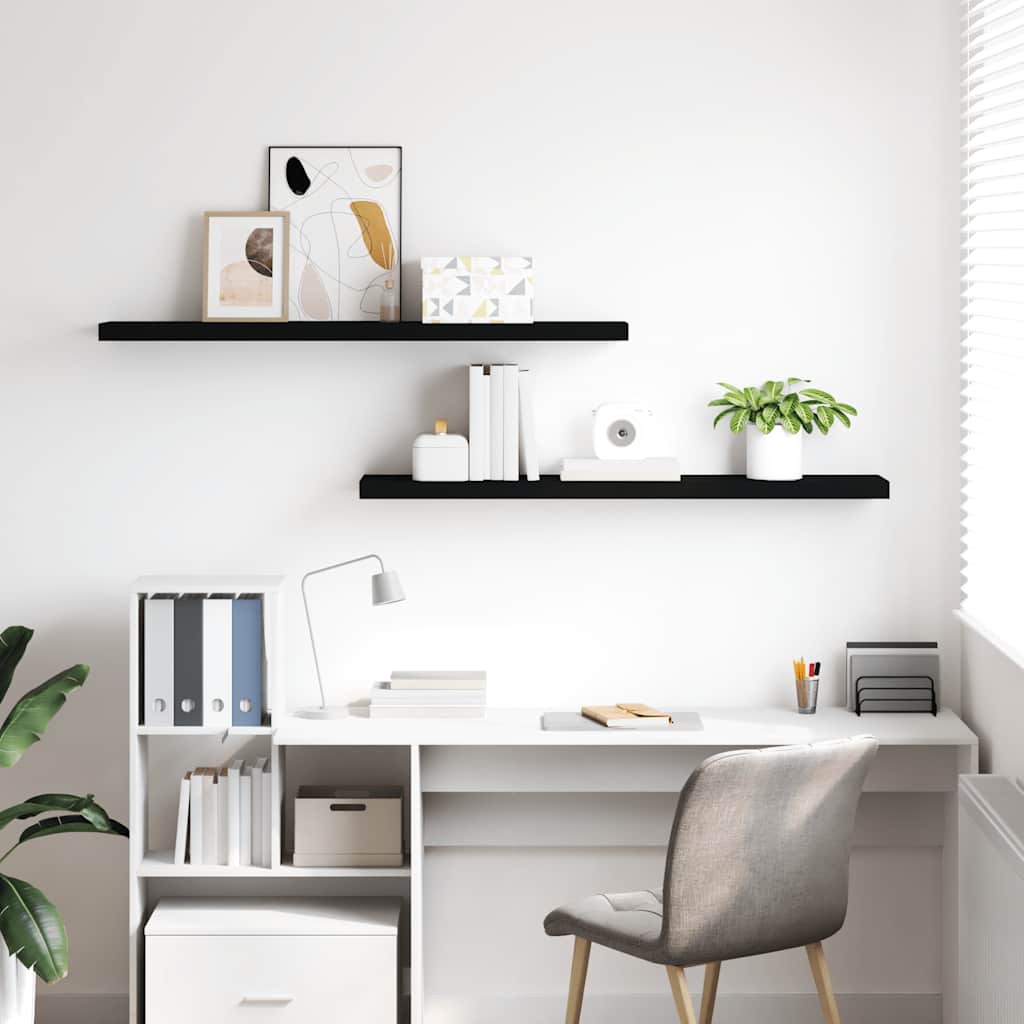 væghylder 2 stk. 120x23,5x3,8 cm MDF sort