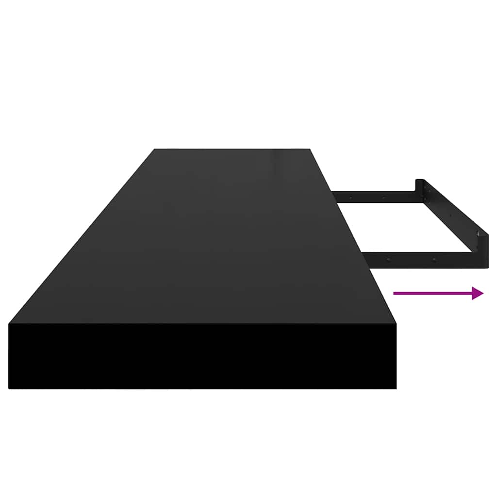 væghylder 2 stk. 120x23,5x3,8 cm MDF sort