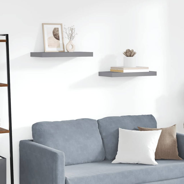 væghylder 2 stk. 50x23,5x3,8 cm MDF grå