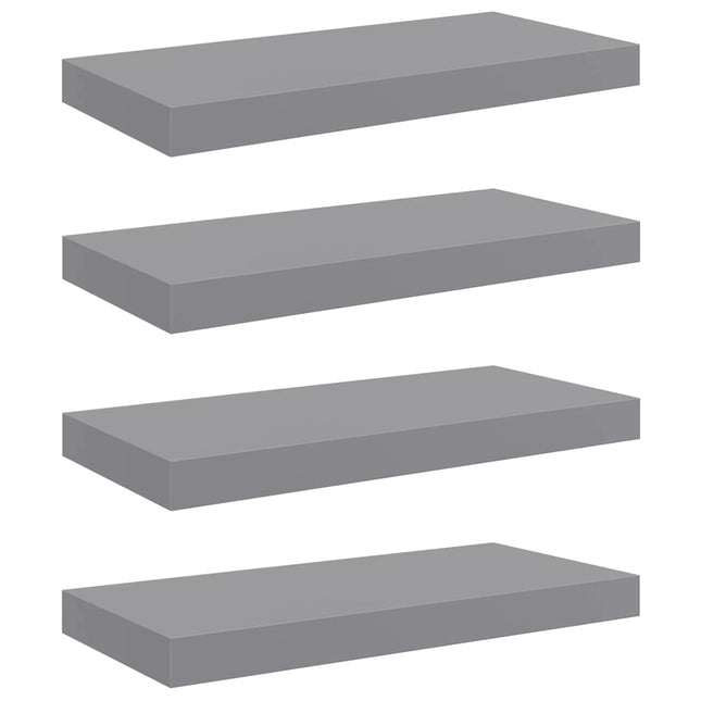 væghylder 4 stk. 50x23,5x3,8 cm MDF grå