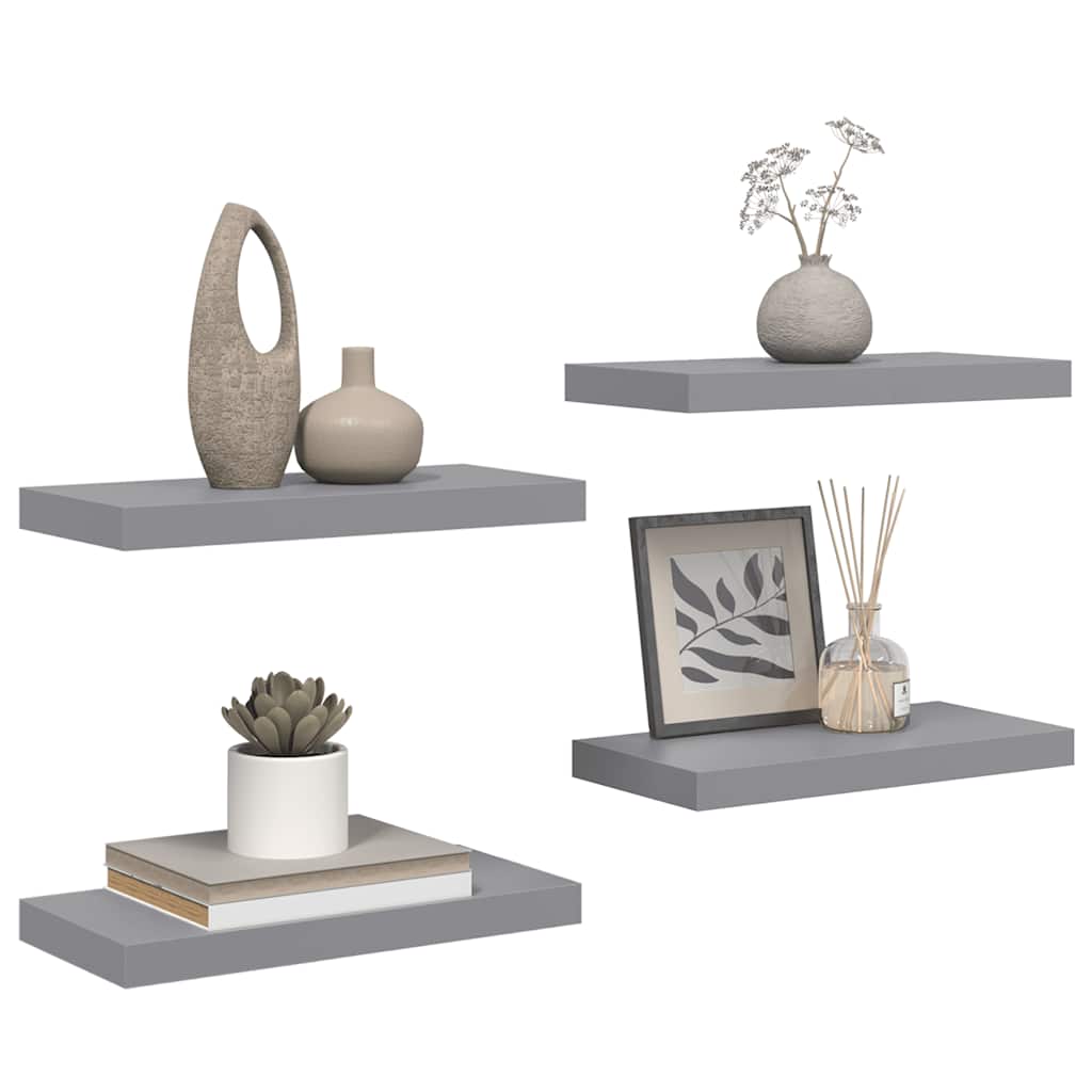 væghylder 4 stk. 50x23x3,8 cm MDF grå
