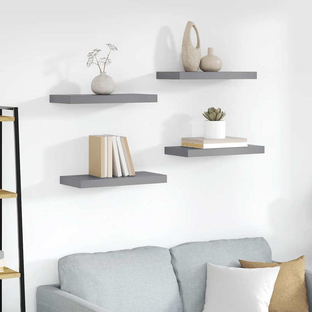 væghylder 4 stk. 50x23,5x3,8 cm MDF grå