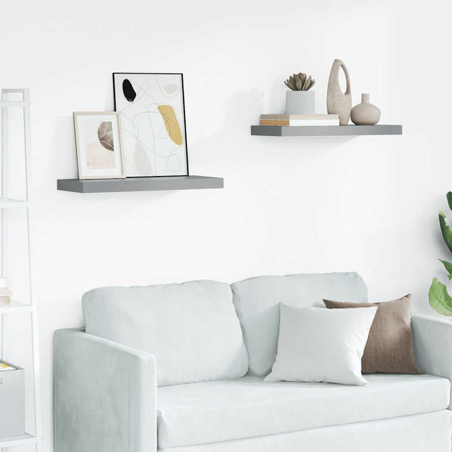 væghylder 2 stk. 60x23,5x3,8 cm MDF grå