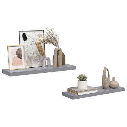 væghylder 2 stk. 80x23,5x3,8 cm MDF grå