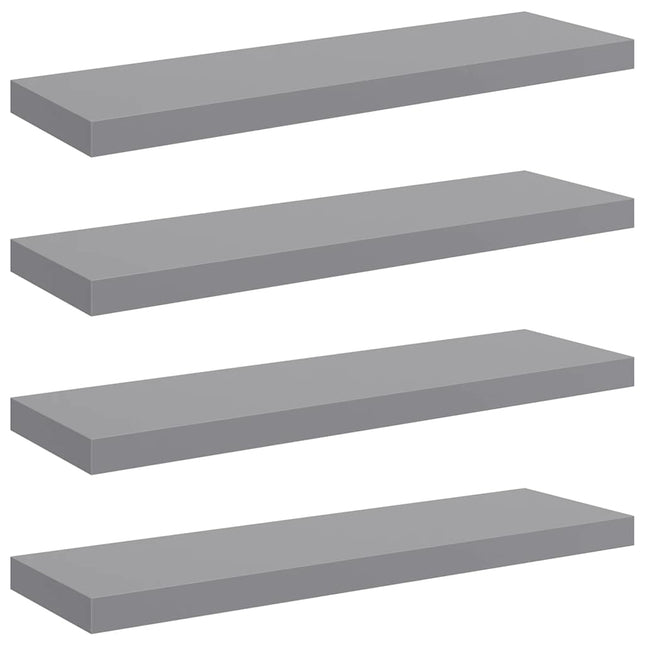 væghylder 4 stk. 80x23,5x3,8 cm MDF grå