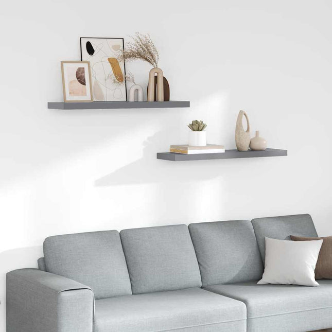 væghylder 2 stk. 90x23,5x3,8 cm MDF grå