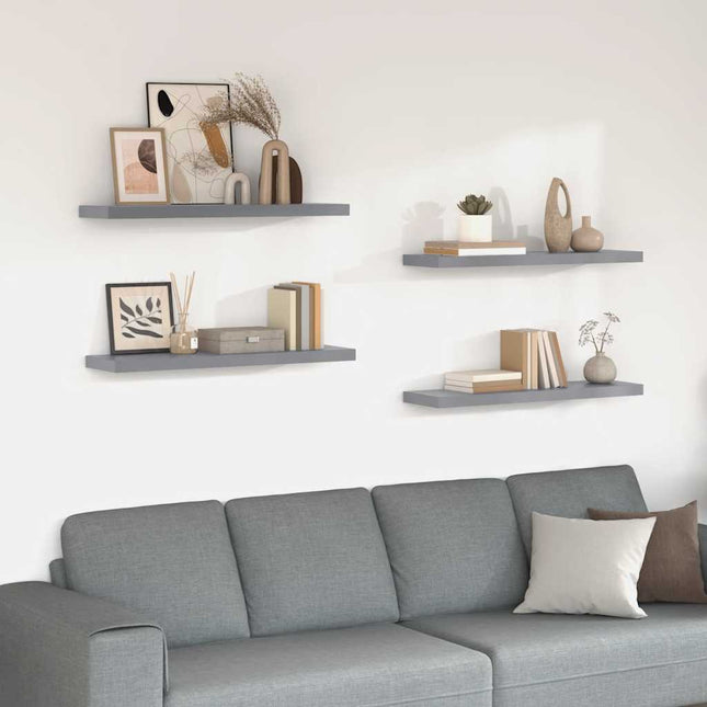 svævehylder 4 stk. 90x23,5x3,8 cm MDF grå