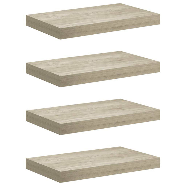 væghylder 4 stk. 40x23,5x3,8 cm MDF egetræsfarve