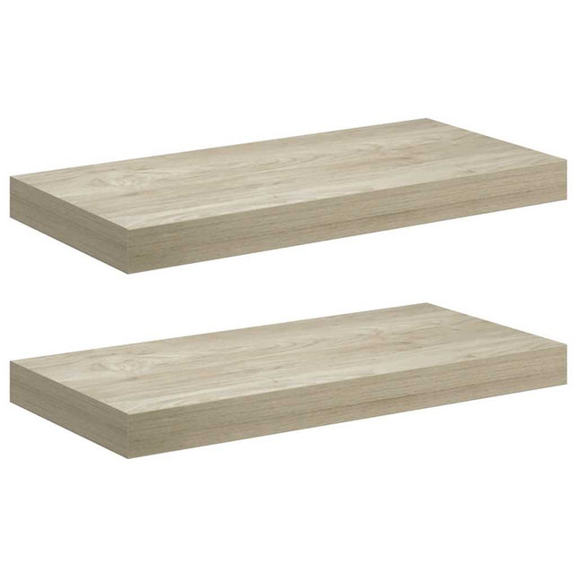 væghylder 2 stk. 50x23,5x3,8 cm MDF egetræsfarve