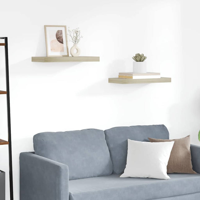 væghylder 2 stk. 50x23,5x3,8 cm MDF egetræsfarve