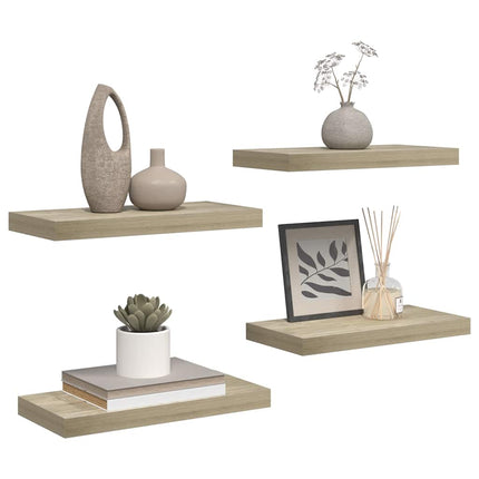 væghylder 4 stk. 50x23x3,8 cm MDF egetræsfarve