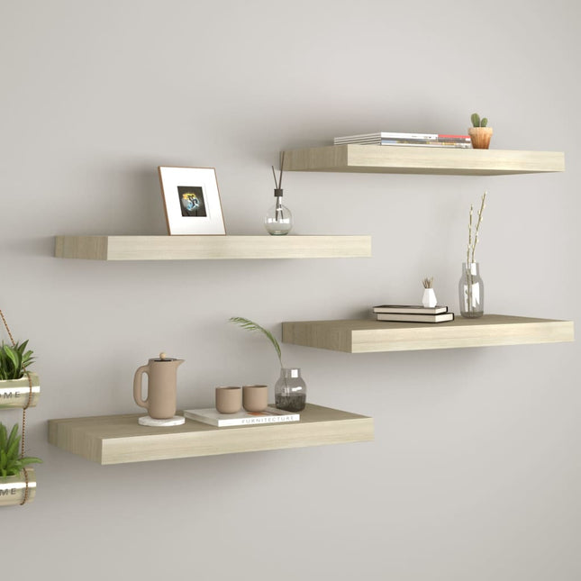 væghylder 4 stk. 50x23x3,8 cm MDF egetræsfarve