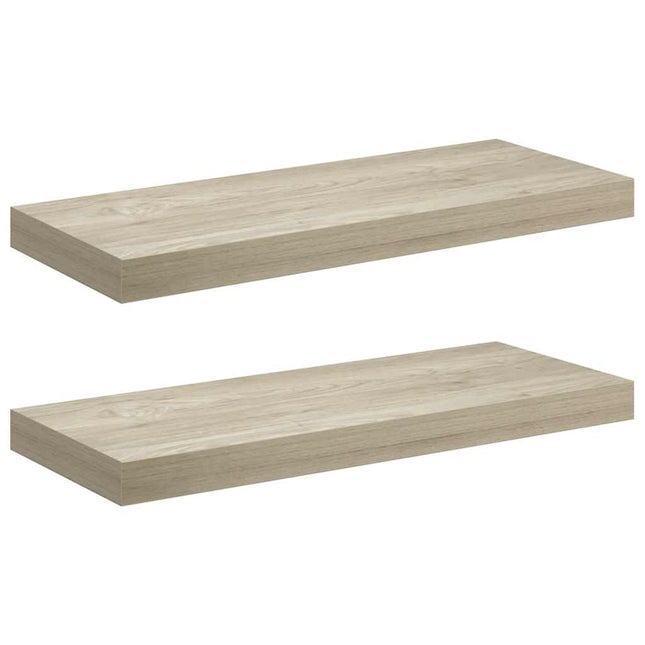 væghylder 2 stk. 60x23,5x3,8 cm MDF egetræsfarve