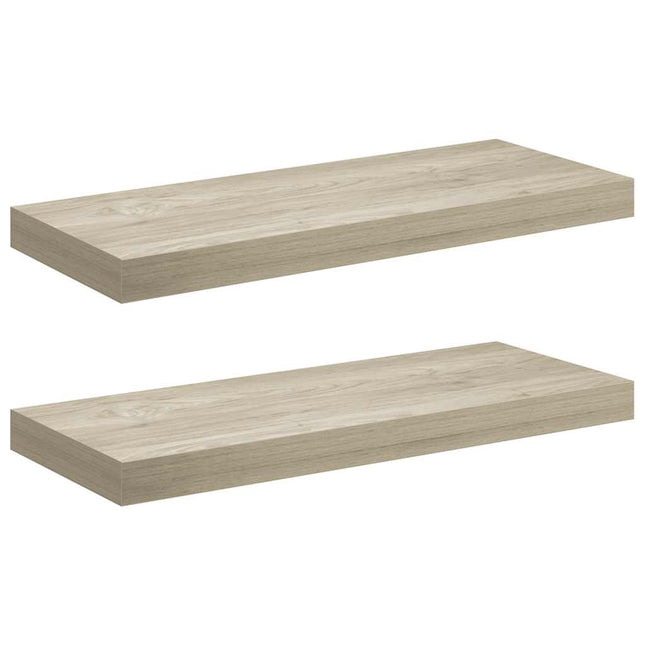 væghylder 2 stk. 60x23,5x3,8 cm MDF egetræsfarve