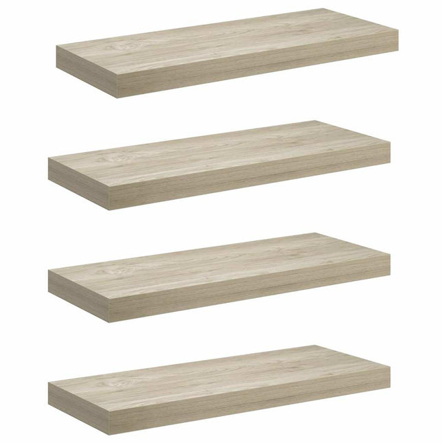 væghylder 4 stk. 60x23,5x3,8 cm MDF egetræsfarve