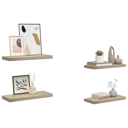 væghylder 4 stk. 60x23,5x3,8 cm MDF egetræsfarve