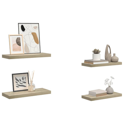 væghylder 4 stk. 60x23,5x3,8 cm MDF egetræsfarve