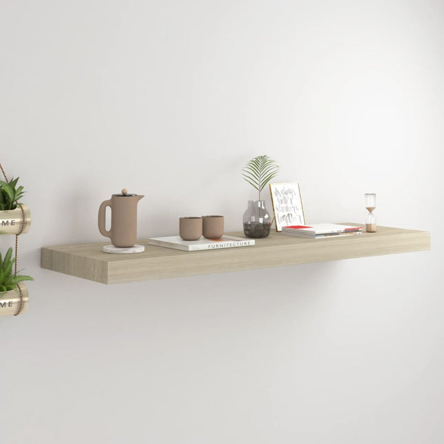 væghylde 80x23,5x3,8 cm MDF egetræsfarve