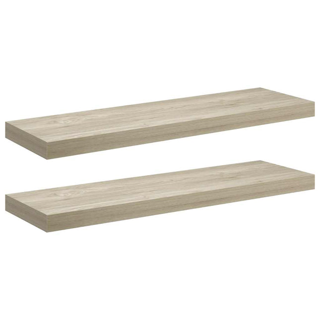 væghylder 2 stk. 80x23,5x3,8 cm MDF egetræsfarve