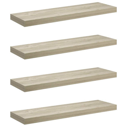 væghylder 4 stk. 80x23,5x3,8 cm MDF egetræsfarve