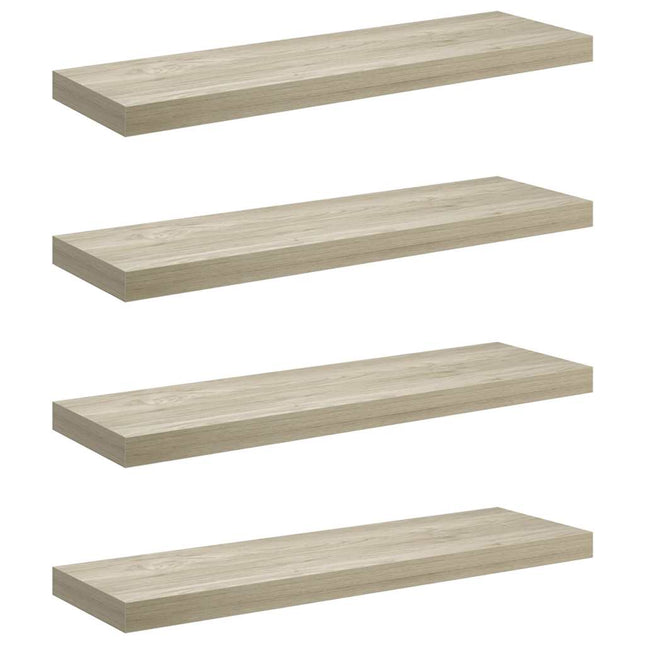 væghylder 4 stk. 80x23,5x3,8 cm MDF egetræsfarve