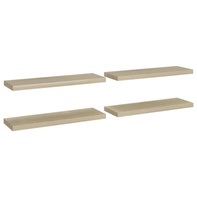 væghylder 4 stk. 80x23,5x3,8 cm MDF egetræsfarve