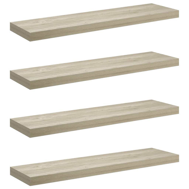 væghylder 4 stk. 90x23,5x3,8 cm MDF egetræsfarve