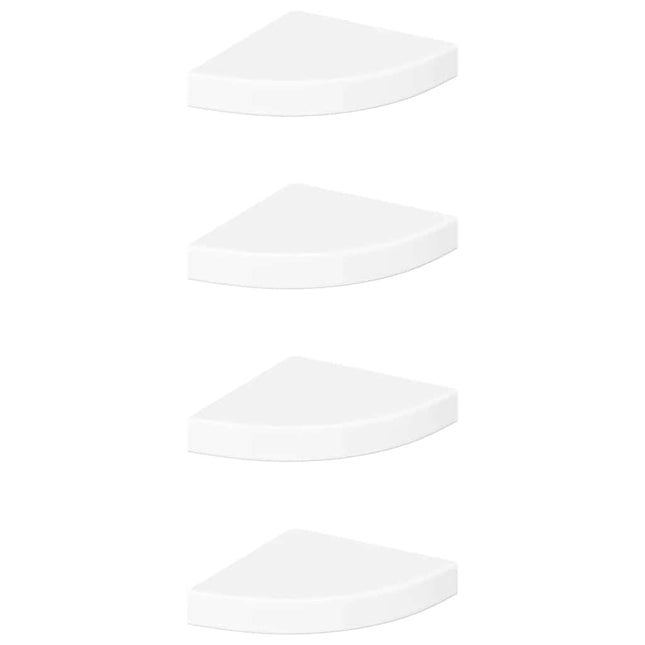 svævende hjørnehylder 4 stk. højglans hvid 25x25x3,8 cm MDF