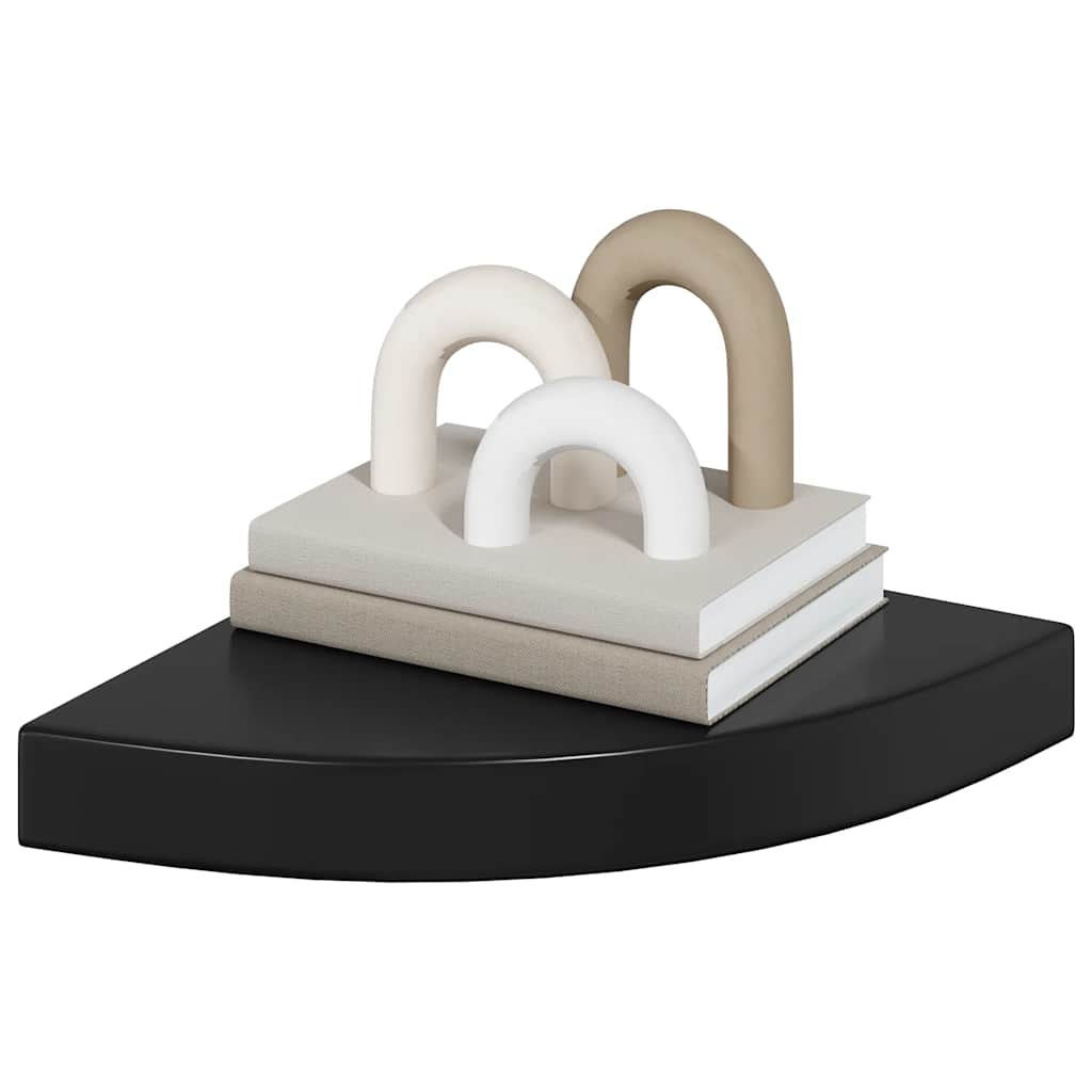 hjørnehylde 25x25x3,8 cm MDF sort højglans