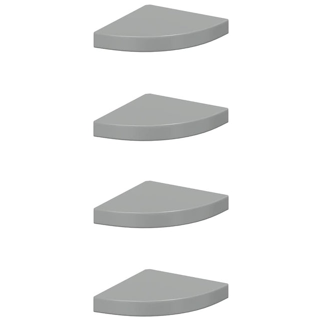 hjørnehylder 4 stk. 25x25x3,8 cm MDF grå højglans