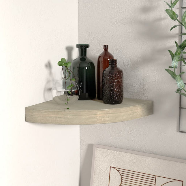 hjørnehylde 25x25x3,8 cm MDF egetræsfarvet