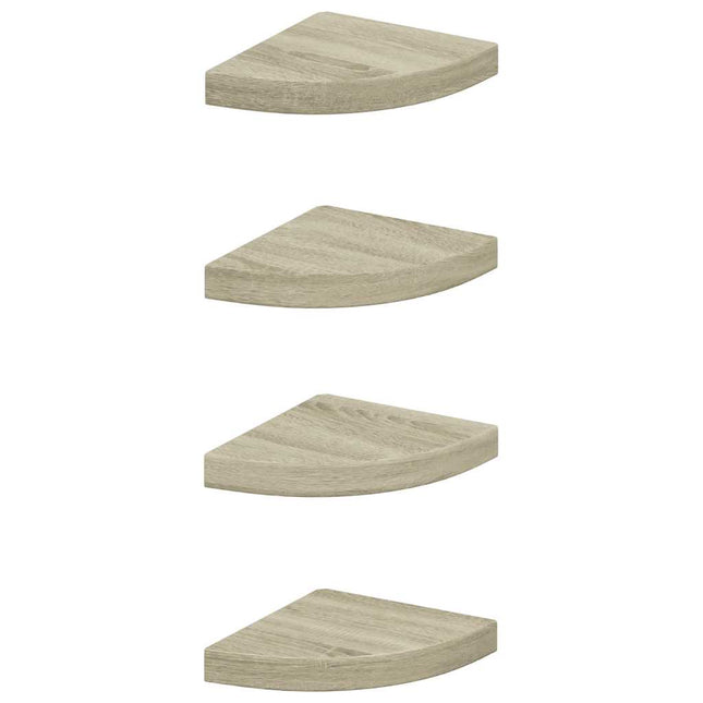 hjørnehylder 4 stk. 25x25x3,8 cm MDF egetræsfarvet
