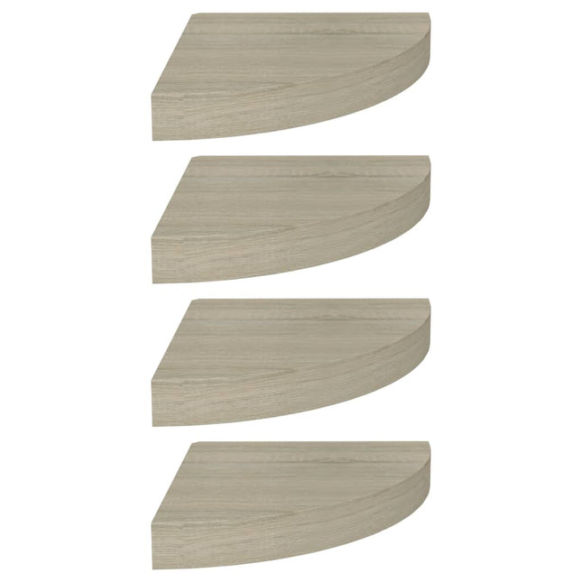 hjørnehylder 4 stk. 25x25x3,8 cm MDF egetræsfarvet