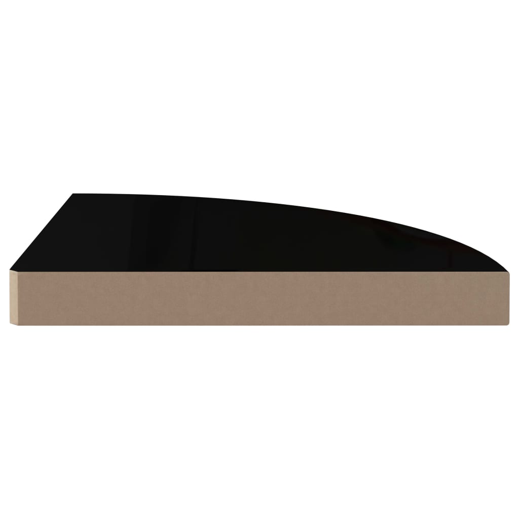 hjørnehylder 4 stk. 35x35x3,8 cm MDF sort højglans