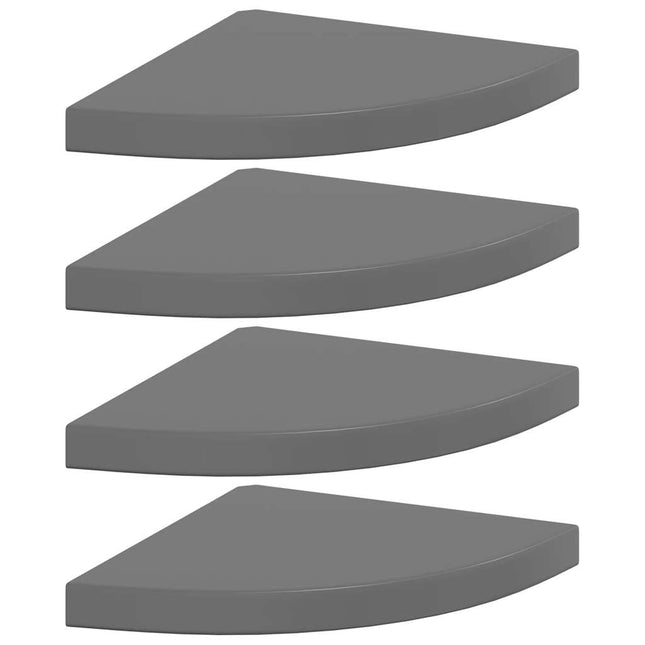 hjørnehylder 4 stk. 35x35x3,8 cm MDF grå højglans
