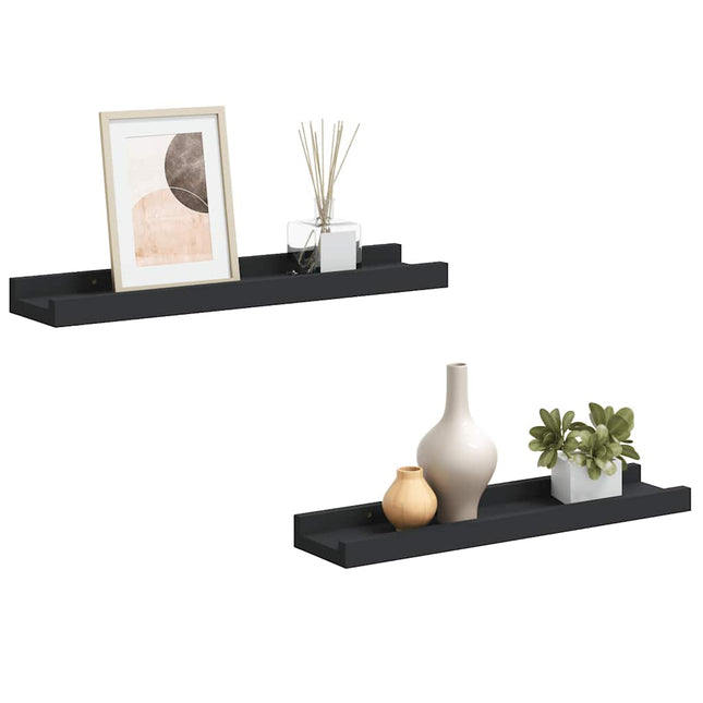 gallerihylder 2 stk. 40x9x3 cm MDF sort