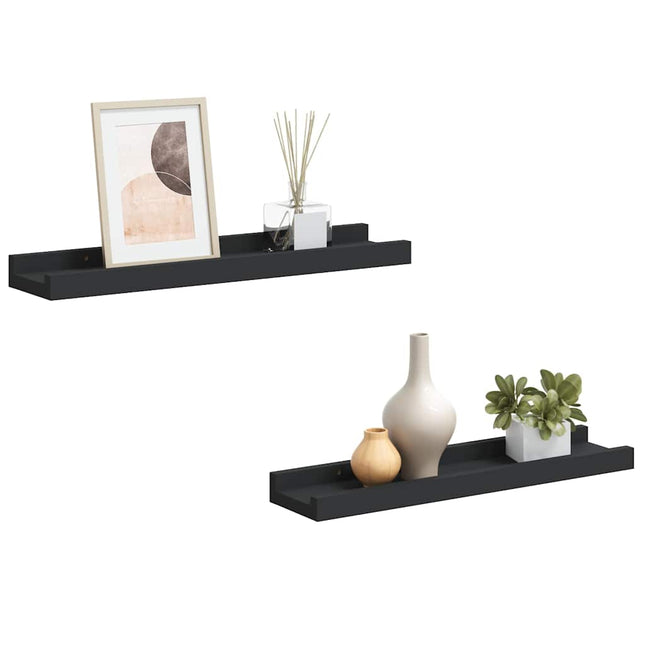 gallerihylder 2 stk. 40x9x3 cm MDF sort
